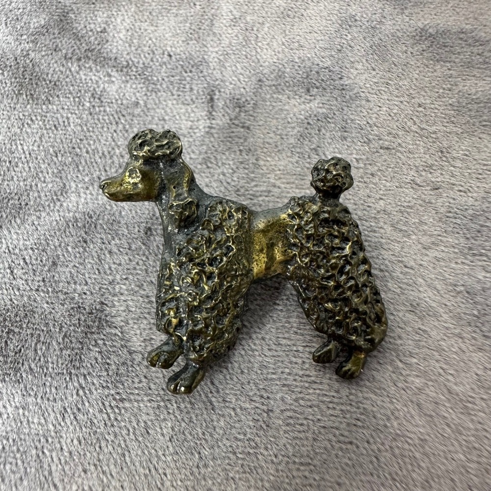 Vintage‎ Textured Metal Poodle Dog Brooch Lapel Pin Animal Figural Jewelry